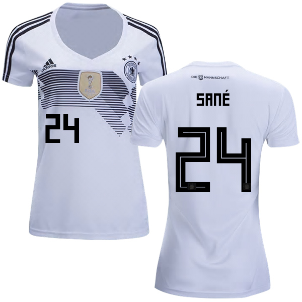Women's Germany #24 Sane White Home Soccer Country Jersey Women's Germany #24 Sane White Home Soccer Country Jersey