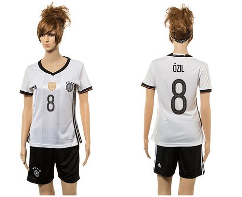 Women's Germany #8 Ozil White Home Soccer Country Jersey