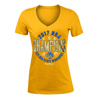Women's Golden State Warriors 5th & Ocean Gold 2017 NBA Finals Champions Baby Jersey V-Neck T-Shirt