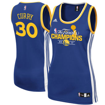 Women's Golden State Warriors Stephen Curry adidas Royal 2017 NBA Finals Champions Jersey