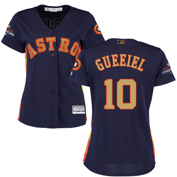 Women's Houston Astros Astros #10 Yuli Gurriel Navy Blue 2018 Gold Program Cool Base Stitched MLB Jersey