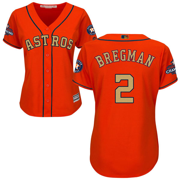 Women's Houston Astros Astros #2 Alex Bregman Orange 2018 Gold Program Cool Base Stitched MLB Jersey