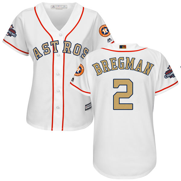 Women's Houston Astros Astros #2 Alex Bregman White 2018 Gold Program Cool Base Stitched MLB Jersey