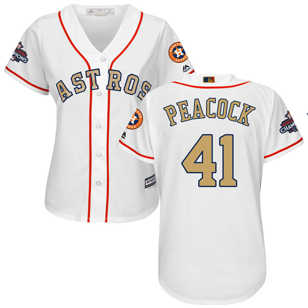 Women's Houston Astros Astros #41 Brad Peacock White 2018 Gold Program Cool Base Stitched MLB Jersey Women's Houston Astros Astros #41 Brad Peacock White 2018 Gold Program Cool Base Stitched MLB Jersey