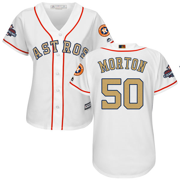 Women's Houston Astros Astros #50 Charlie Morton White 2018 Gold Program Cool Base Stitched MLB Jersey Women's Houston Astros Astros #50 Charlie Morton White 2018 Gold Program Cool Base Stitched MLB Jersey
