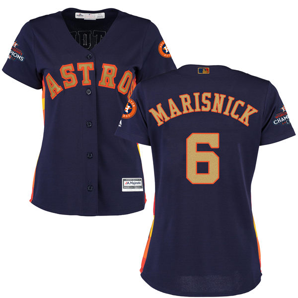 Women's Houston Astros Astros #6 Jake Marisnick Navy Blue 2018 Gold Program Cool Base Stitched MLB Jersey