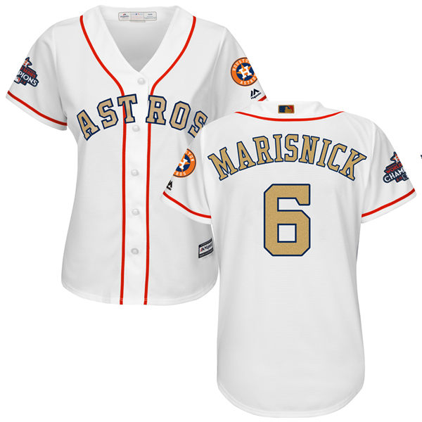 Women's Houston Astros Astros #6 Jake Marisnick White 2018 Gold Program Cool Base Stitched MLB Jersey