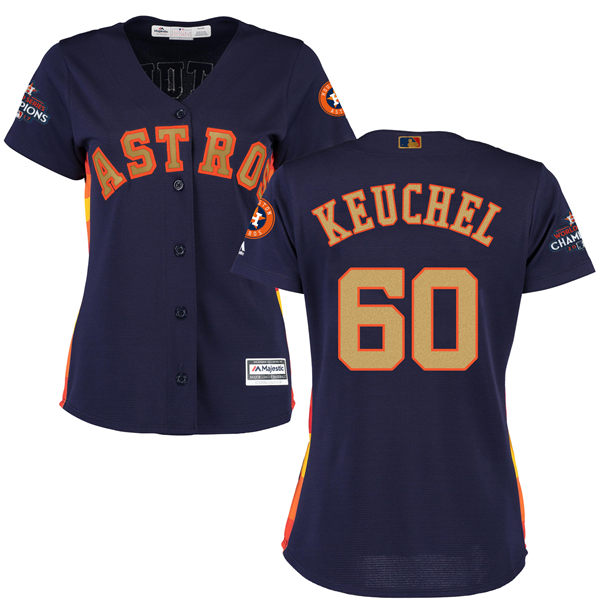 Women's Houston Astros Astros #60 Dallas Keuchel Navy Blue 2018 Gold Program Cool Base Stitched MLB Jersey