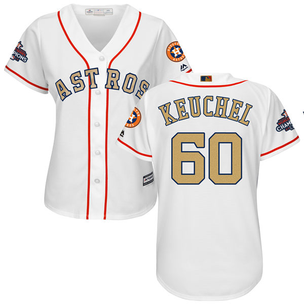 Women's Houston Astros Astros #60 Dallas Keuchel White 2018 Gold Program Cool Base Stitched MLB Jersey