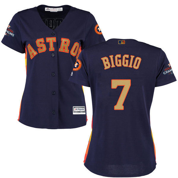 Women's Houston Astros Astros #7 Craig Biggio Navy Blue 2018 Gold Program Cool Base Stitched MLB Jersey