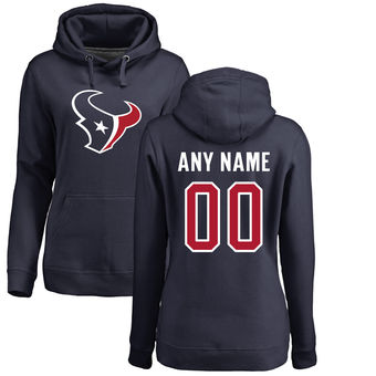 Women's Houston Texans Pro Line Navy Any Name & Number Logo Personalized Pullover Hoodie