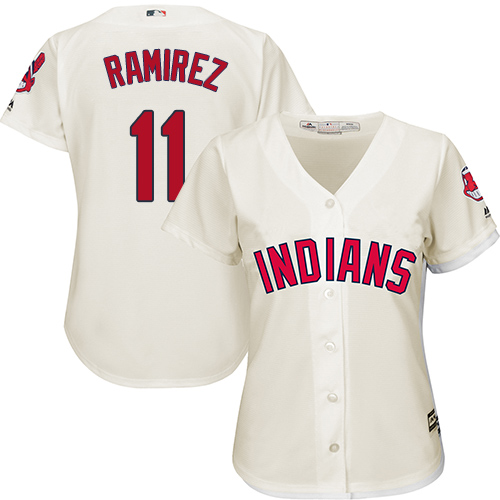 Women's Indians #11 Jose Ramirez Cream Alternate Women's Stitched Baseball Jersey Women's Indians #11 Jose Ramirez Cream Alternate Women's Stitched Baseball Jersey