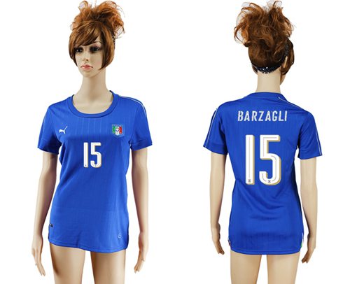 Women's Italy #15 Barzagli Home Soccer Country Jersey Women's Italy #15 Barzagli Home Soccer Country Jersey