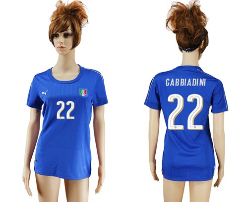 Women's Italy #22 Gabbiadini Home Soccer Country Jersey Women's Italy #22 Gabbiadini Home Soccer Country Jersey