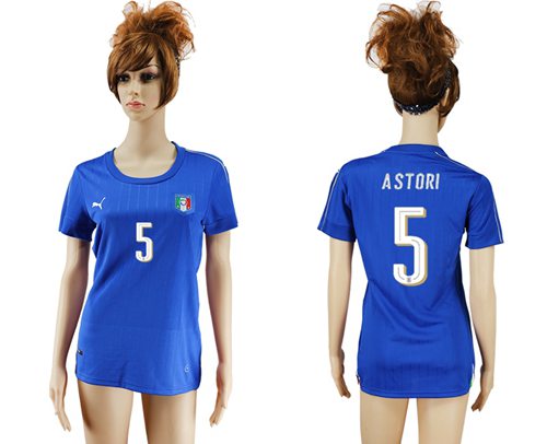 Women's Italy #5 Astori Home Soccer Country Jersey Women's Italy #5 Astori Home Soccer Country Jersey