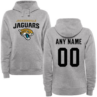 Women's Jacksonville Jaguars Steel Custom Name & Number Wordmark Pullover Hoodie