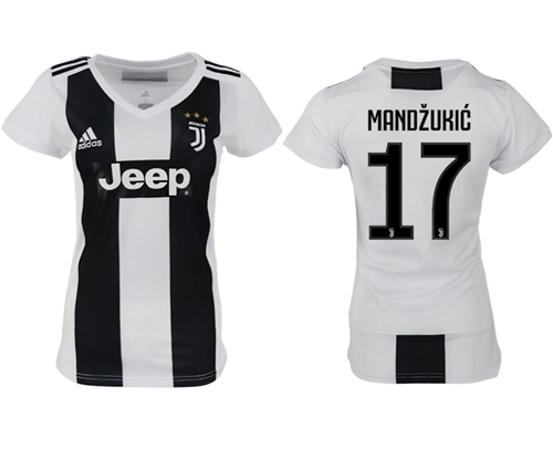 Women's Juventus #17 Mandzukic Home Soccer Club Jersey Women's Juventus #17 Mandzukic Home Soccer Club Jersey