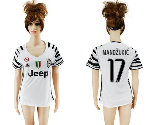 Women's Juventus #17 Mandzukic Sec Away Soccer Club Jersey Women's Juventus #17 Mandzukic Sec Away Soccer Club Jersey