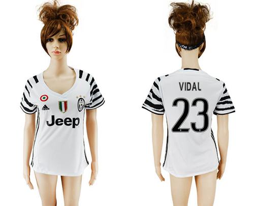 Women's Juventus #23 Vidal Sec Away Soccer Club Jersey Women's Juventus #23 Vidal Sec Away Soccer Club Jersey