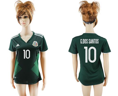 Women's Mexico #10 G.Dos Santos Home Soccer Country Jersey