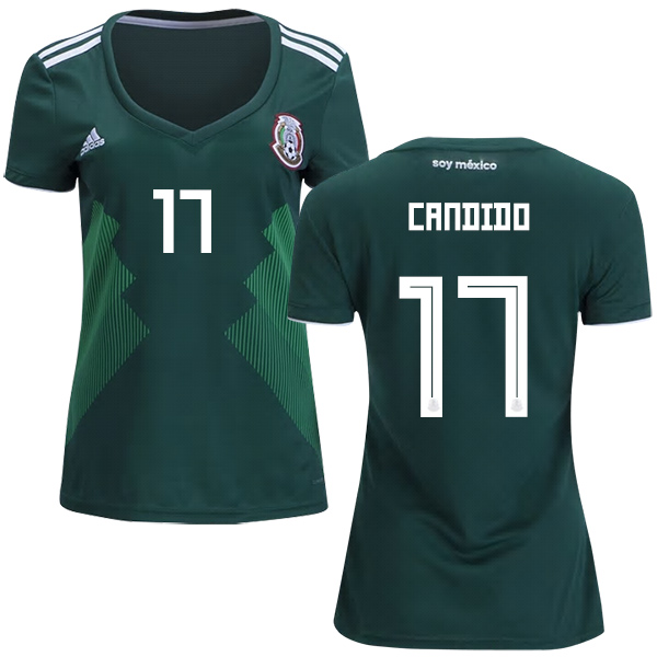 Women's Mexico #17 Candido Home Soccer Country Jersey Women's Mexico #17 Candido Home Soccer Country Jersey