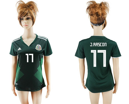 Women's Mexico #17 J.Rascon Home Soccer Country Jersey