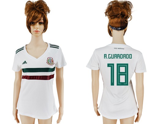 Women's Mexico #18 A.Guardado Away Soccer Country Jersey Women's Mexico #18 A.Guardado Away Soccer Country Jersey