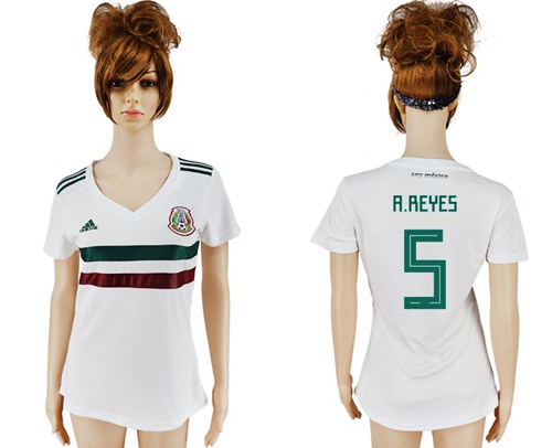 Women's Mexico #5 A.Reyes Away Soccer Country Jersey Women's Mexico #5 A.Reyes Away Soccer Country Jersey