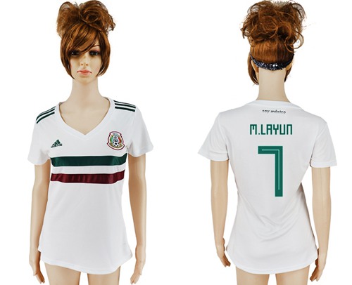 Women's Mexico #7 M.Layun Away Soccer Country Jersey Women's Mexico #7 M.Layun Away Soccer Country Jersey