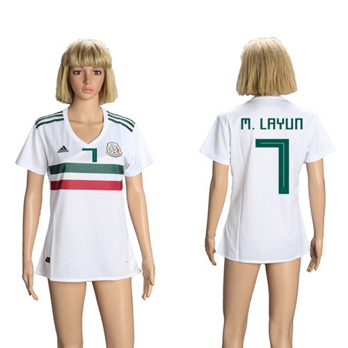 Women's Mexico #7 M.Layun Away Soccer Country Jersey Women's Mexico #7 M.Layun Away Soccer Country Jersey