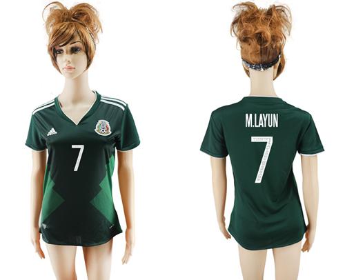 Women's Mexico #7 M.Layun Home Soccer Country Jersey