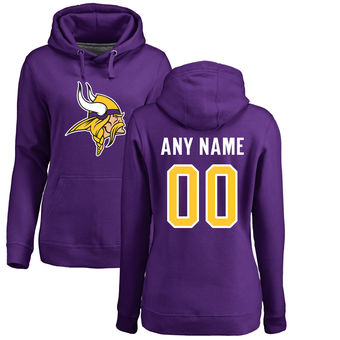 Women's Minnesota Vikings Pro Line Purple Any Name & Number Logo Personalized Pullover Hoodie