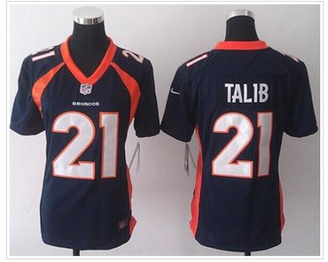 Women's NEW Broncos #21 Aqib Talib Blue Elite NFL Jersey