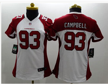 Women's NEW Cardinals #93 Calais Campbell White Stitched NFL Limited Jersey Women's NEW Cardinals #93 Calais Campbell White Stitched NFL Limited Jersey
