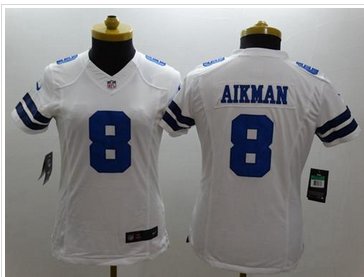Women's NEW Cowboys #8 Troy Aikman White NFL Limited  Jersey