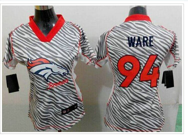 Women's NEW Denver Broncos #94 DeMarcus Ware Zebra NFL Elite Jersey