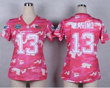 Women's NEW Dolphins #13 Dan Marino Pink NFL Elite Camo Fashion Jersey Women's NEW Dolphins #13 Dan Marino Pink NFL Elite Camo Fashion Jersey