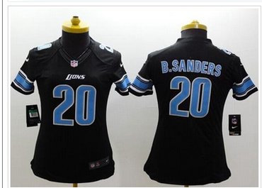 Women's NEW Lions #20 Barry Sanders Black Alternate NFL Limited Jersey