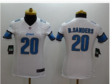 Women's NEW Lions #20 Barry Sanders White NFL Limited Jersey