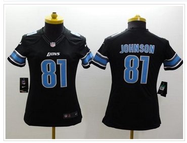 Women's NEW Lions #81 Calvin Johnson Black Alternate NFL Limited Jersey