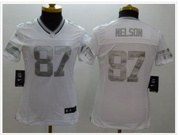 Women's NEW Packers #87 Jordy Nelson White NFL Limited Platinum Jersey