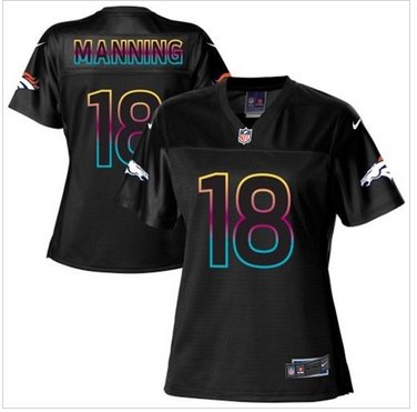 Women's NFL New Broncos #18 Peyton Manning Black Fashion Game Jersey