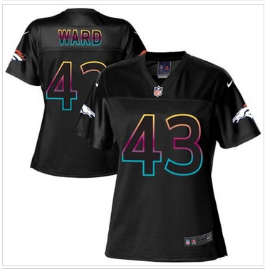 Women's NFL New Broncos #43 T.J. Ward Black Fashion Game Jersey