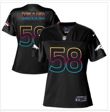 Women's NFL New Broncos #58 Von Miller Black Fashion Game Jersey