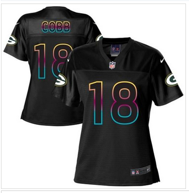 Women's NFL New Packers #18 Randall Cobb Black Fashion Game Jersey Women's NFL New Packers #18 Randall Cobb Black Fashion Game Jersey