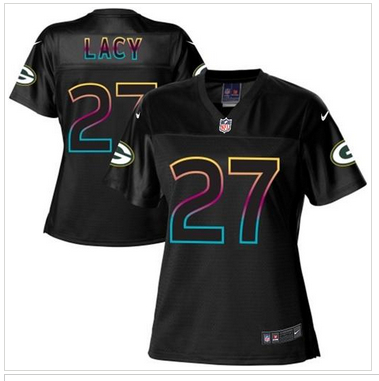 Women's NFL New Packers #27 Eddie Lacy Black Fashion Game Jersey
