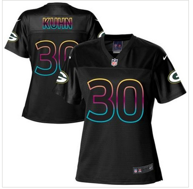 Women's NFL New Packers #30 John Kuhn Black Fashion Game Jersey Women's NFL New Packers #30 John Kuhn Black Fashion Game Jersey