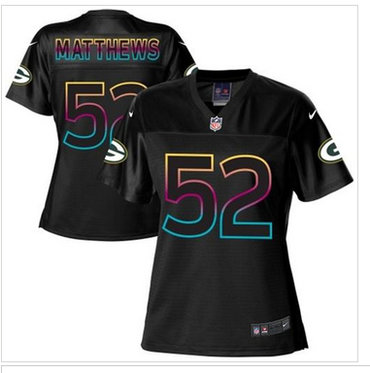 Women's NFL New Packers #52 Clay Matthews Black Fashion Game Jersey