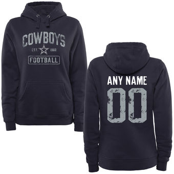 Women's Navy Dallas Cowboys Distressed Custom Name & Number Pullover Hoodie Women's Navy Dallas Cowboys Distressed Custom Name & Number Pullover Hoodie