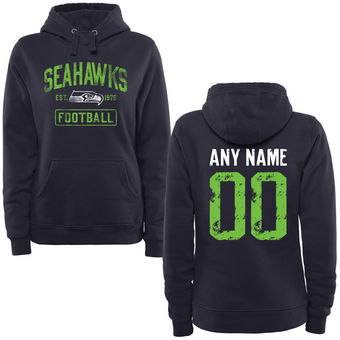Women's Navy Seattle Seahawks Distressed Custom Name & Number Pullover Hoodie. Women's Navy Seattle Seahawks Distressed Custom Name & Number Pullover Hoodie.